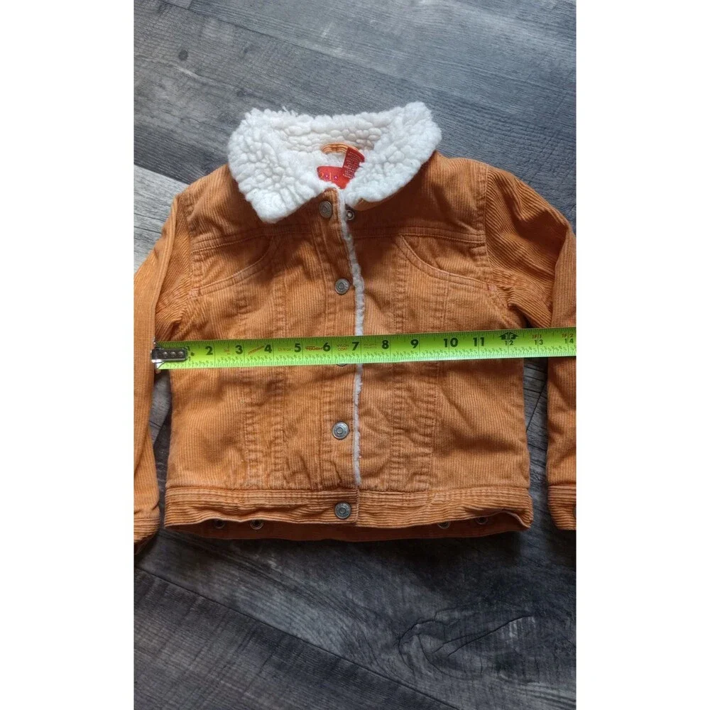 Children's Place Girls XS (4)  Orange Corduroy Jacket With Faux Shearling Lining